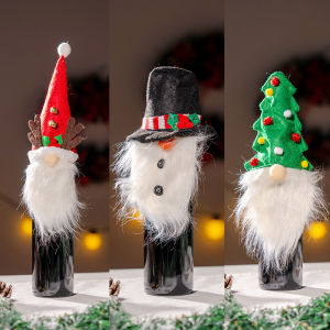 BEAUTY IN THE LIGHT | Snowman Santa Wine Bottle Cover Christmas Decoration
