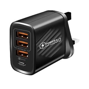PD20W 3USB+PD Fast Charger Adapter: A Universal USB Qualcomm 3.0 Port Wall Adapter