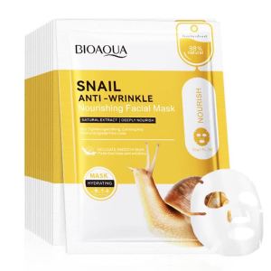 BIOAOUA | 10pcs BIOAQUA Snail Face Mask Moisturizing Brightening Firming Hydrating skincare Facial Masks Face Sheet Mask Skin Care