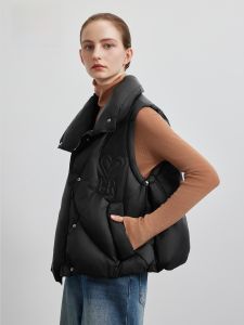 HR | Fashionable Casual Womens Down Vest HR Ellena Winter 2025 New Arrival Commute Embroidery Korean Style Thickened Short Coat