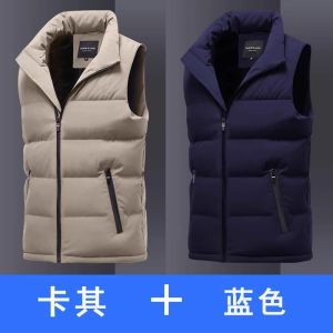 Mens down Jacket Loose Fit Thickened Sleeveless Stand Collar Autumn Winter Warm Outerwear Fashion Urban Style Polyester Fiber