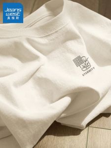 Jeanswest Loose Fit Cotton Short Sleeve T-Shirt Mens Summer 2025 New Style Heavyweight Casual Basic round Neck Tee