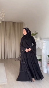 Desain Gamis Lebaran Terbaru: Dress Abaya & Bahan Ceruty Apk Payet