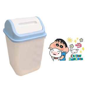 Cute Large Capacity Kitchen Trash Can Home Use round Barrel Shape Plastic Garbage Can with Lid Cartoon Style Dormitory Swinging Lid