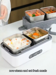 4L Portable Electric Lunch Box Heating Double Layer Stainless Cooking Pot