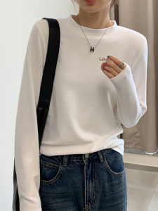 เสื้อยืดผู้หญิงแขนยาวสไตล์เกาหลีทรงสลิมฟิต เสื้อชั้นในแฟชั่นฤดูใบไม้ร่วง ลายการ์ตูนสุดเท่ วัสดุโพลีเอสเตอร์