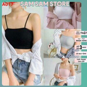 AO LÓT QUÂY Áo Ngực Bra Ống 2 Dây Cotton Gân Tăm Có Mút Ngực