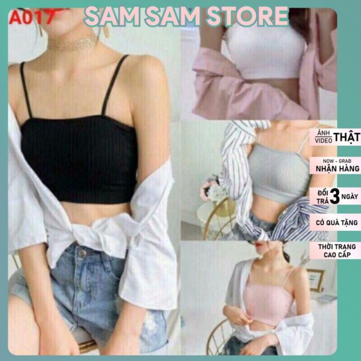 AO LÓT QUÂY, Áo Ngực Bra Ống 2 Dây Cotton Gân Tăm Có Mút Ngực