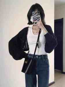 Korean Style Loose Fit Hollow out Thin Knitted Sweater Casual Leisure Womens Coat Comfortable Long Sleeve Short Length Cardigan