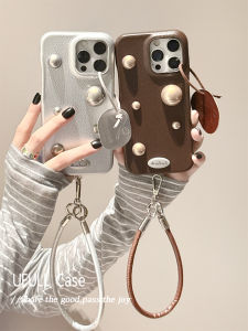 Ufull Ins Style Retro 3D Gemstone Leather Phone Case for Apple 17Promax iPhone 16 New 15 Lanyard 14Pro High End 13Pro Women