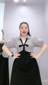 Đầm thiết kế Bigsize Nữ cổ sơ mi sọc phối thun ruby cao cấp co giãn thời trang thanh lịch 60-95kg - G678