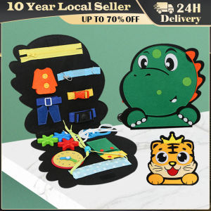 Children Busy Board Montessori Toys Dinosaur Dressing Learning Board Fine Motor Skills Training Sensory Early Education Toy Gift