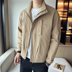 ROMON | Loose Short Mens Workwear Jacket Romon Spring Autumn New Style Casual Stand Collar Windproof Fashionable Youth Polyester