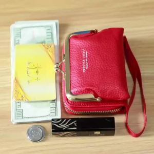 Wallet Womens Fashion Wrist Strap Short Zero Wallet Large Capacity Coin Clip Bag Multiple Card Positions Card Bag Money Clip