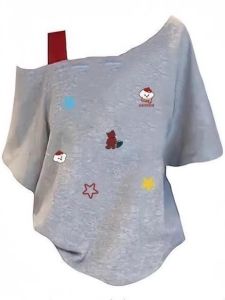 Áo Thun Nữ Tay Ngắn in Họa Tiết Phong Cách Hàn Quốc Mùa Hè Thiết Kế Giảm Béo Cổ Chéo Tay Áo Phong Cách Đường Phố Thường Ngày