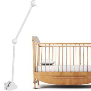27 นิ้วเปลเด็กมือถือแขนเปลไม้ผู้ถือมือถือปรับมุม COT Mobile ARM Non-Skid Crib Mobile Bed Bell ผู้ถือ