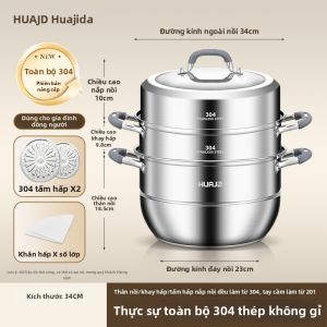 HUAJIDA | Nồi Hấp Inox 304 Dày