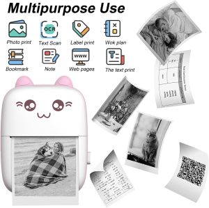 LIOTOG C9 Mini Thermal Printer for Student 1000mAh Rechargeable Portable Bluetooth Thermal Receipt Printer 57mm Inkless Sticker Printer Mini Photo Printer Label Sticker Paper Portable Waybill Printer with Free 1 Thermal Paper