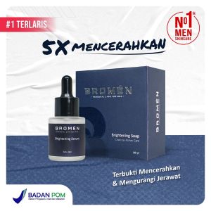 Bromen Paket Lengkap Pria | Paket Lengkap 3 Brightening Soap + 1 Brightening Serum BROMEN Mencerahkan Wajah
