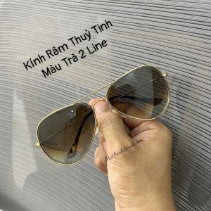 Kính Râm Tròng Thủy Tinh Màu Nâu Trà 2line Đi Được Ngày Đêm Gọng Tăm Sang Trọng - Tặng Kèm Hộp