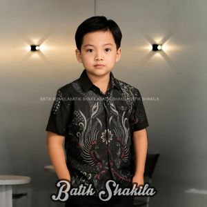 Laki - Laki Usia 2-13 Tahun Kemeja Batik Pria Lengan Panjang Dan Pendek Motif Tama Sarimbit Seragam Keluarga