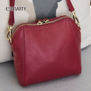 Trendy Shell Shaped Leather Shoulder Bag for Women New 2024 Small Versatile Cowhide Phone Bag British Style Pure Color Casual