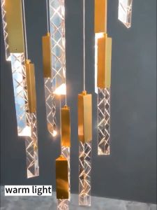 BL-Lighting Crystal Staircase Chandelier Long Pendant Light Ceiling Light Stair Chandelier