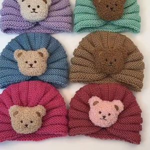 Topi Turban Rajut Wol Beruang Anak Bayi Umur 0-2 Tahun