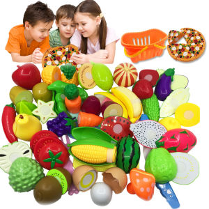 Cutting Fruit Vegetable Model Kids Toys Safe Plastic Food Toy Set Cut Fruit Vegetable Pretend Play Kitchen Educational Girls Toys Made Of Environment-Friendly Plastic Safe Non Toxic