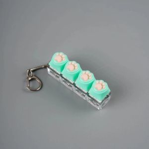 Cute Cat Paw Clicker Keychain LED Light Glowing Fidget Toy Stress Relief Portable Keyboard Style Button Amagi