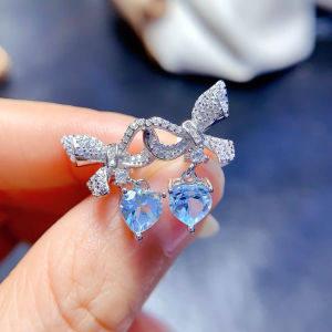 S925 Silver Earrings with Butterfly Knot Design Empty Heart Fashionable High Craftsmanship Advanced Women Versatile Quality