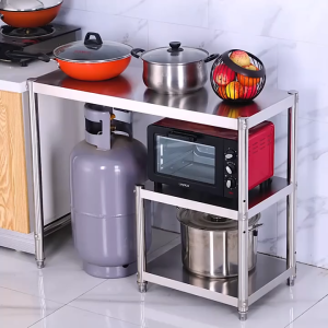 MISN 3 Tier Stainless Steel Gas Stove Rack Heavy Duty Kitchen Organizer Adjustable Shelf for LPG Tank