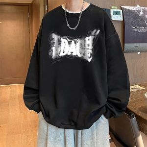 Extra Large Size Cotton Long Sleeve T-Shirt Loose Fit Student Basic Shirt Autumn Fashionable Brand Mens Clothing Pure Cotton