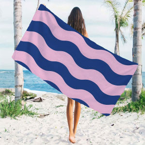 BILIBILI | Blue Pink Wave Quick Drying Microfiber Beach Towel Lightweight for Swimming Camping Yoga - Bath Towel