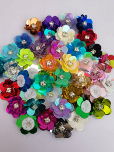 Handmade Sequin Flower Patches Embellishments for Clothes Shoes Bags Decorative Fabric Stickers DIY Accessories