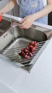 Roll Up Sink Corner Draining Mat Stainless Steel Drying Rack Triangle Drying Mat Foldable Sponge Holder Dish Drainer