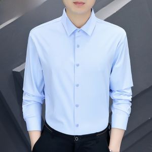 HENGYUANXIANG | Chengyuanxiang Mens Long Sleeve Casual Shirt Pure Color Business Inner Wear Spring Autumn No Ironing Required Fashionable Urban Style