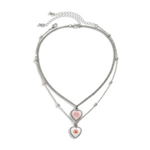 2-Piece Rabbit Pattern Peach Heart Necklace Suit Spring Trendy Sweet Personalized Niche Design Twin Clavicle Chain