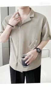 Áo thun áo thun nam lửng tay thiết kế kéo khóa tạo sự trẻ trung năng động thu hút mọi ánh nhìn xung quanh - H76