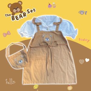 ชุดเดรสปักหมีแฟชั่นเด็กผู้หญิง