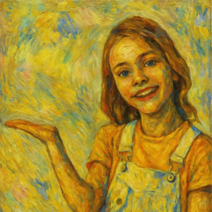 Tranh Nghệ thuật "Cô Bé Quần Yếm" VIETSMART ART - Acrylic 45 x 60cm