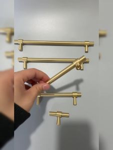 มือจับทองเหลือง มือจับประตูตู้ทองเหลืองแท้ มือจับตู้เสื้อผ้าสไตล์ย้อนยุคแบบอเมริกัน มือจับลิ้นชักแบบโบราณ มือจับประตูตู้