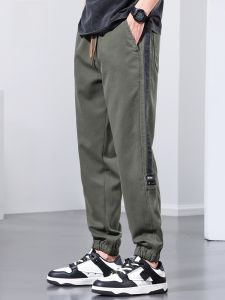 ROMON | Loose Casual Mens Workwear Trousers Spring Summer New Style Harlan Cuffed Elastic Trendy Brand Long Pants Youthful Energy Style