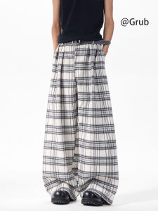 Grace Rub | Vintage Pleated Loose Plaid Casual Trousers