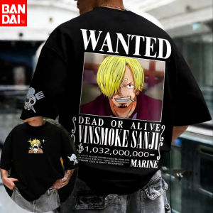 Bandai | One Piece Vinsmoke Sanji Wanted Poster Double Print (back/chest) Chef Skull Jolly Roger Oversized Cotton T Shirt Men Streetwear