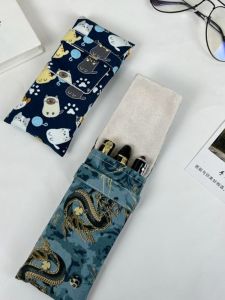 Portable Cartoon Blue Pen Pouch