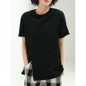 COCOBELLA Womens Casual round Neck Short Sleeve T-shirt Summer Commute Style Half Sleeve NT3 Design Sensation Side Split