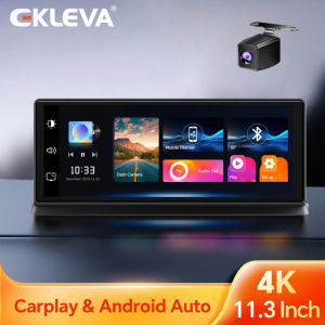 EKLEVA 11.3 inch Car DVR 4K Dash Cam Wireless Carplay Android Auto Ai Screen Support Rear Cam Video Recorder Navigation Dashboard