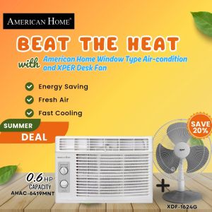 American Home Window Type Air-condition with Desk Fan (AHAC-6419MNT 0.6HP + XDF-1624)