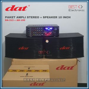 1 SET 2 SPEAKER PASIF PASSIVE DAT BMB AK 100 AK100 10INCH + AMPLI AMPLIFIER STEREO DAT DA 313 DSP DA313 DSP KARAOKE PROFESSIONAL